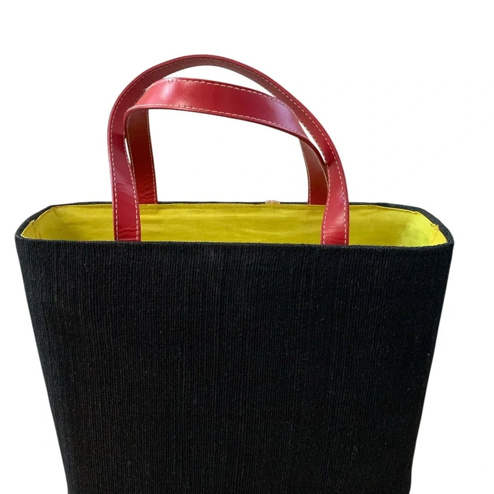 Santi Tote Bag Womens Black Red Fruit Basket Raffia Beaded Sequin Tropical Small - Picture 4 of 11